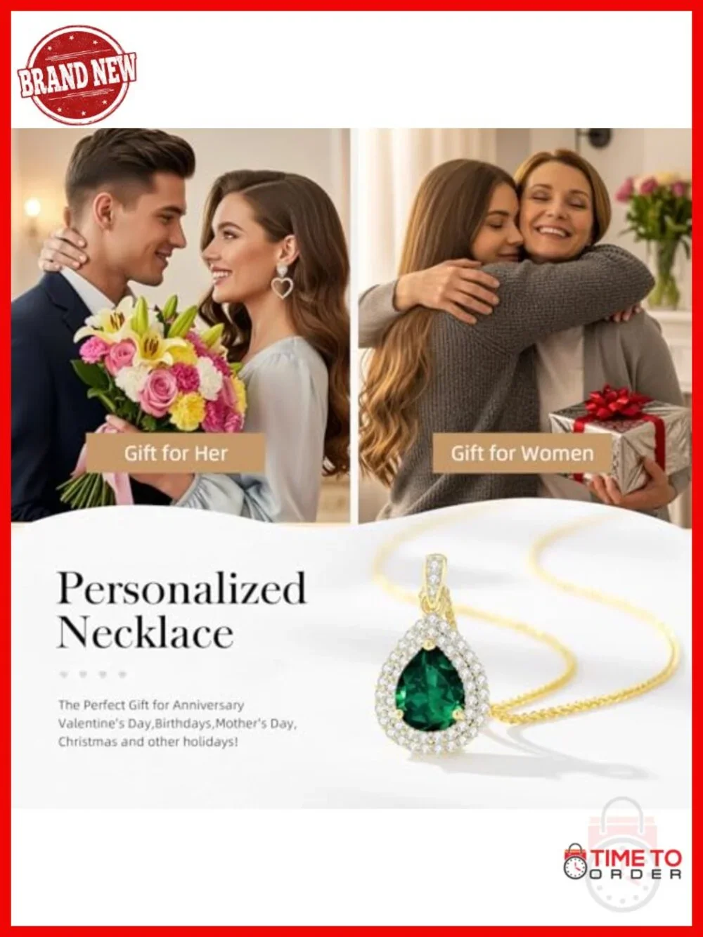 18K Gold Plated Sterling Silver Teardrop Birthstone Pendant Necklace Gift